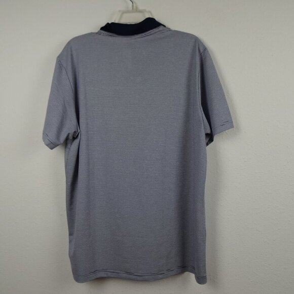 Adidas Polo Shirt Men's Size L Blue Stripe Sun Life Logo Embroidered Golf - Picture 6 of 10